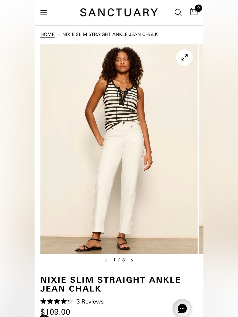 Sanctuary NWT $109 Women's Straight-Leg Cream Jeans Size 29